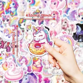 50 Наклеек-граффити с единорогами, на багаж, на стакан для воды, на компьютер, на ноутбук, водонепроницаемая наклейка, украшение для ручного блокнота
