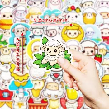 50 наклеек-граффити с изображением овечки Kawaii, высококачественные хлопковые наклейки с изображением овечки, расписанные вручную