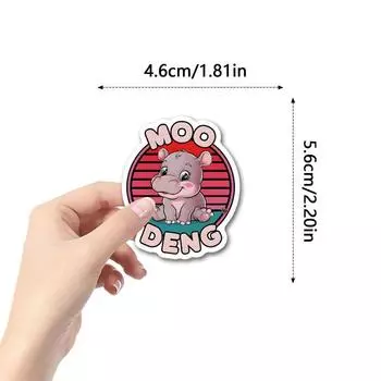 50 наклеек из мультфильма «Му Дэн», креативные наклейки «Карликовый бегемот», водонепроницаемые наклейки «Прыгающая свинья» 50 sheets