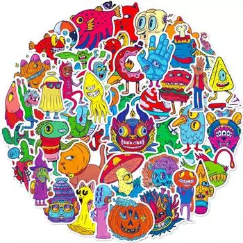 50 наклеек «Монстр с маленькими глазами», студенческое граффити, мультяшная личность, украшение, водонепроницаемая наклейка на мотоцикл, чемодан