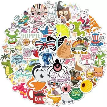 50 Наклеек Мультяшный Микс и Сочетай Личность Милый Ветер Независимый Сделай Сам Декоративные Наклейки Повторяющиеся Наклейки Водонепроницаемые