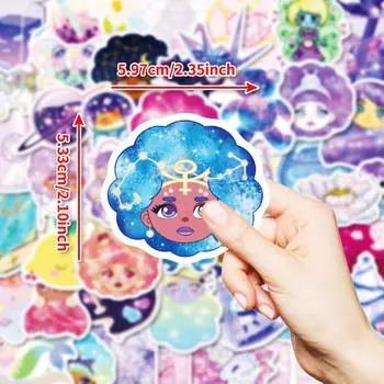 50 Наклеек на тему «Девушка мечты», водонепроницаемые, для смешивания и сочетания, креативные декоративные наклейки «Синее звездное небо», Yama