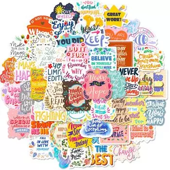 50 Наклеек Розовый Вдохновляющий Текст Английские Фразы Наклейка для Водного Стакана Блокнота Водонепроницаемая Наклейка