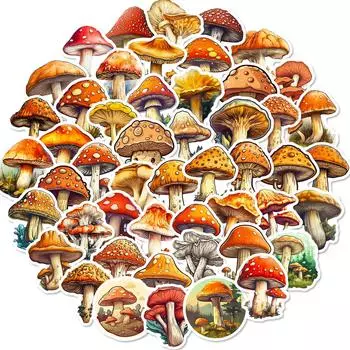 50 Наклеек с грибами Наклейки с растениями и грибами Персонализированные Ретро Наклейки для гитары Ноутбука Граффити