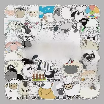 50 наклеек с изображением овец для украшения ноутбука, автомобиля и скутера