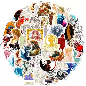 50 наклеек с персонажами греческой мифологии, декоративные наклейки для DIY, можно переклеивать, водонепроницаемые наклейки