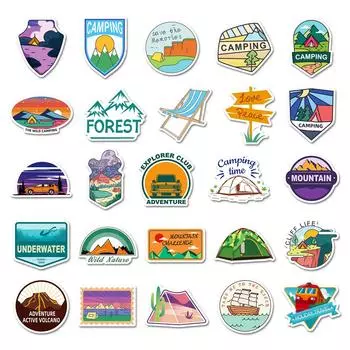 50 наклеек серии «Путешествия на открытом воздухе», наклейки бренда European And American Tide, Ins, для багажа, ноутбука, граффити