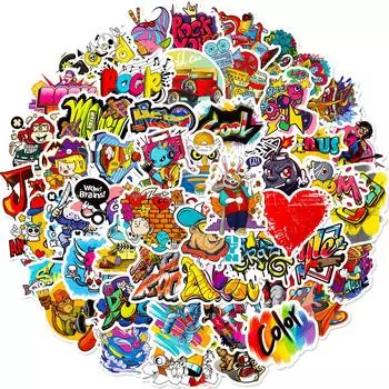 50 Наклеек серии «Уличное граффити», Смешные наклейки для багажа, шлема, блокнота, персонализированные наклейки для гитары
