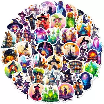 50 Наклеек Волшебник Зелья, Магия, Ведьма, Личность, Демон, Готика, Ведьма, Граффити, Чемодан