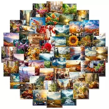 50 Наклеек Время для Фотографии Инс Арт Пейзаж Граффити Наклейки Личность Креатив Shein