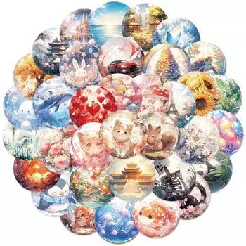 50 наклеек в виде стеклянных шаров для самостоятельного изготовления: Идеально подходит для багажа, дневника, холодильника, скейтборда, шлема и многого другого!