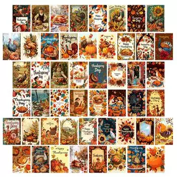 50 настенных открыток на тему осеннего урожая ко Дню благодарения, европейские и американские открытки в стиле ретро для оформления интерьера T01042088