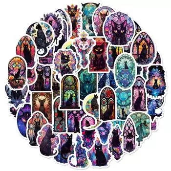 50 Новых Готических Стиль Черный Кот Сюань Кот Новые Персонализированные DIY Декоративные Наклейки