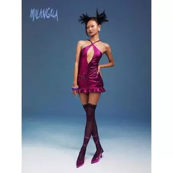 [50% off at the End of the Season] Molangela Metal Hollow Cross-Halterneck Fashion Retro Y2g Silver Fuchsia (original price 899) L