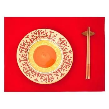 [50% off for 2 Pieces] Hanshang Home Placemat for Western Food Anti-Scald Mat Heat Proof Mat Placemat Fabric Cotton Placemat Napkin Scarlet plain 32*42cm (rectangular placemat)