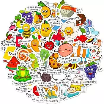 50 Омофонических наклеек с терьерами Temu Английский Каламбур Веселая Награда Дети Милые Студенческие Наклейки