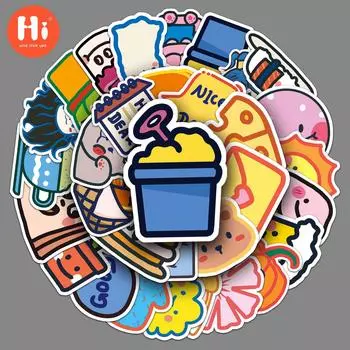 50 оригинальных персонализированных милых наклеек с граффити с героями мультфильмов для украшения чехлов телефонов, чашек для воды, наклеек на багаж, водонепроницаемых