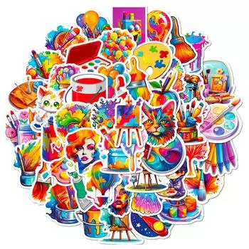 50 Painting Stickers Oil Painting Shein Art Fashion Diy Children S Art Painting Graffiti Stickers