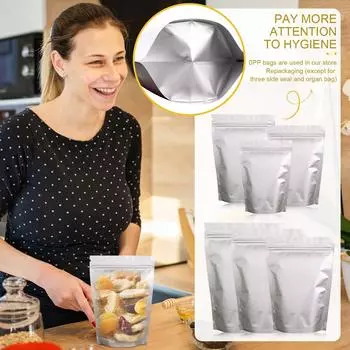 50 пакетов из майлара толщиной 10,2 мил для хранения продуктов питания и закрывающаяся майларовая сумка на молнии для длительного хранения продуктов питания One Size