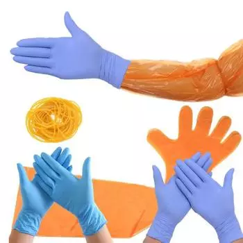 50 пар одноразовых полевых перчаток для работы с дикими животными, ветеринарные перчатки с эластичной манжетой, защитное снаряжение для спорта на открытом воздухе синий