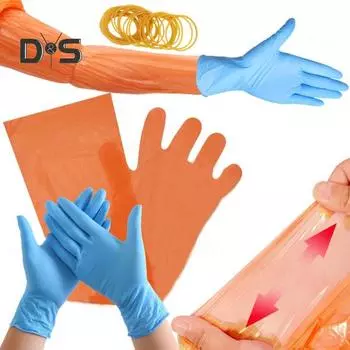 50 пар одноразовых полевых перчаток для работы с дикими животными, ветеринарные перчатки с эластичной манжетой, защитное снаряжение для спорта на открытом воздухе синий