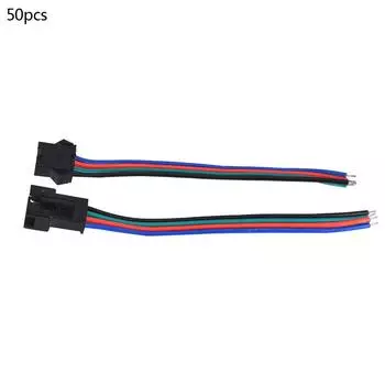 50 пар соединительных кабелей «папа» и «мама» 4-контактный луженый медный для светодиодной ленты длиной 10 см