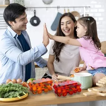 50 Pcs Clamshell Take Out Tray Durable Plastic Hinged Food Containers