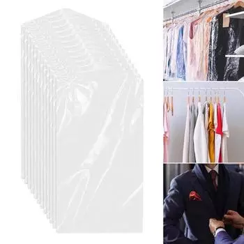50 шт. Мешки для химчистки, прозрачные, пыленепроницаемые, пластиковые, для одежды, подвесная сумка для хранения одежды L