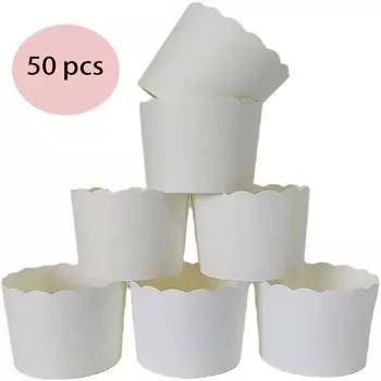 50 pcs Large Paper Baking Cups White Cake Paper Baking Cups Convenient Cupcake Wrappers Baking