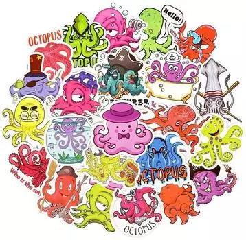 50 PCS Octopus Мультяшные наклейки Cool Cute Funny Animal Аниме Водонепроницаемые наклейки для детей DIY Scrapbook Велосипед Игрушки Украшение