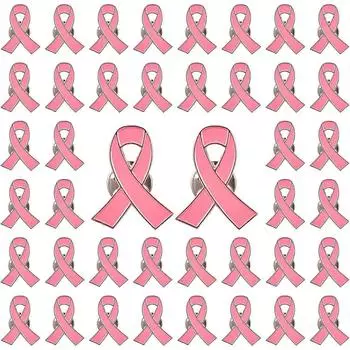 50 шт. розовых ленточек, броши с розовой лентой, значки на лацкан с информацией о раке груди, значки надежды, эмалевые украшения для женщин жёлтый