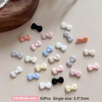 50 Pcs S/L Bow Nail Charms Cartoon Tie Nails Art Decoration Accessories Mini Korean Diy Nail Parts Supplies Diy Manicure S