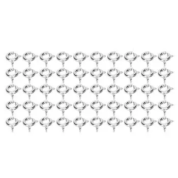 50 Pcs Spring Ring Clasps 6mm Diameter 1.5mm Hole Decorative Copper Round Clasps for Jewellery серебряный
