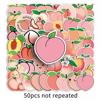 50 Персиковый Дудл Мультяшный Фрукт Детская Жвачка Карточка Награда Сделай Сам Чехол для Мобильного Телефона Наклейка на Чемодан Водонепроницаемый