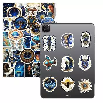 50 персонализированных черных наклеек-граффити «Звездное небо» с изображением вселенной, сделай сам, чехол для багажа, шлема, мобильного телефона, холодильника