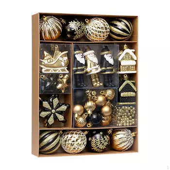 50 Pieces Christmas Ball Ornaments Set Tree Hanging Decorations DIY Xmas Decor Pendant Style B