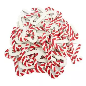50 Pieces Christmas Candy Cane Wooden Shapes Embellishments