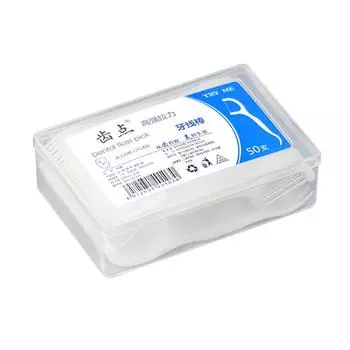 50 Pieces Disposable Ultra-fine Dental Floss Sticks 50-piece square box
