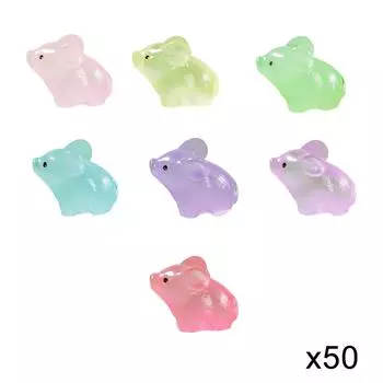 50 Pieces Luminous Pig Mini Animal Figurines Glow at Night Home Decor Micro Landscape Decoration for Birthday Party Christmas розовый