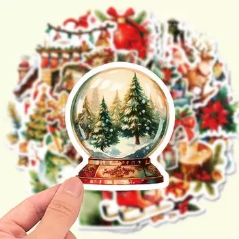 50 pieces of Christmas vinyl stickers - perfect for laptops, water bottles, helmets, etc