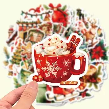 50 pieces of Christmas vinyl stickers - perfect for laptops, water bottles, helmets, etc