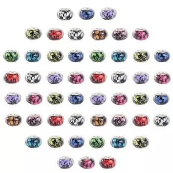 50 Pieces Synthetic Resin Beads European Style Colorful Threading Beads Handmade Crafts Accessories Handmade Materials DIY Ornaments Necklaces