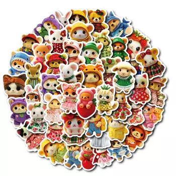 50 Плюшевая игрушка Наклейки с маленькими животными Милые Граффити Блокнот Стакан для воды Водонепроницаемая наклейка