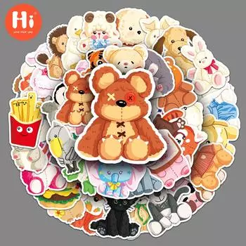 50 плюшевых игрушек, граффити, трансграничные мультфильмы, милые оригинальные украшения гука, чехлы для телефонов, наклейки на багаж, водонепроницаемые