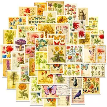 50 Пожелтевших Арт-наклеек, Ретро годы, Свободное время, Креативные блокноты, Материал для DIY-декора