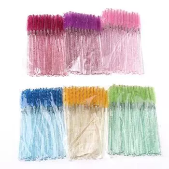 50 практических устранимых щеток туши с хрустальным стержнем и гребнем для бровей зелёный