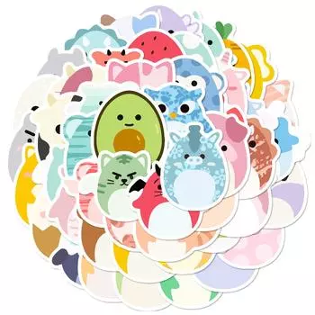 50 Простых Фруктовых Наклеек с Животными Маленькие Свежие Креативные Простые Милые Наклейки с Животными