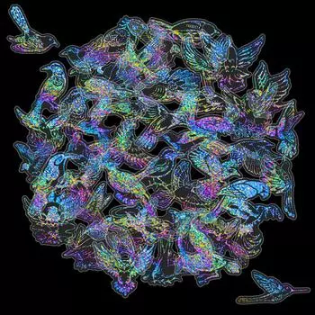 50 прозрачных лазерных наклеек на ноутбук с изображением птиц серии Petdiy Water Cup Laser Sticker