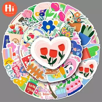 50 раскрашенных вручную мультфильмов с цветочными граффити, оригинальные чехлы для телефонов Guka, креативные DIY, наклейки на чемодан, водонепроницаемые