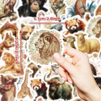 50 ретро акварельных наклеек с изображением животных, водонепроницаемые украшения из полипропилена, чехол для мобильного телефона, скейтборд, гитара